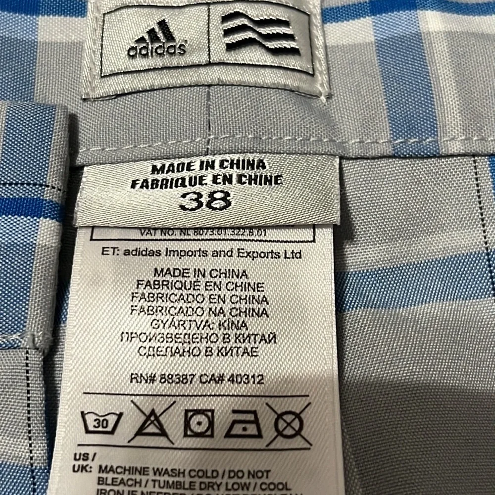 Adidas  Mens Size 38 plaid golf shorts